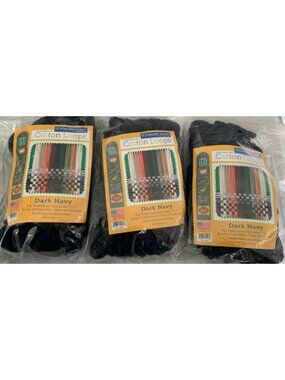 FRIENDLY LOOM Dark Navy Blue 3 pc Bundle 7x7 Mini Packs of Cotton Loops